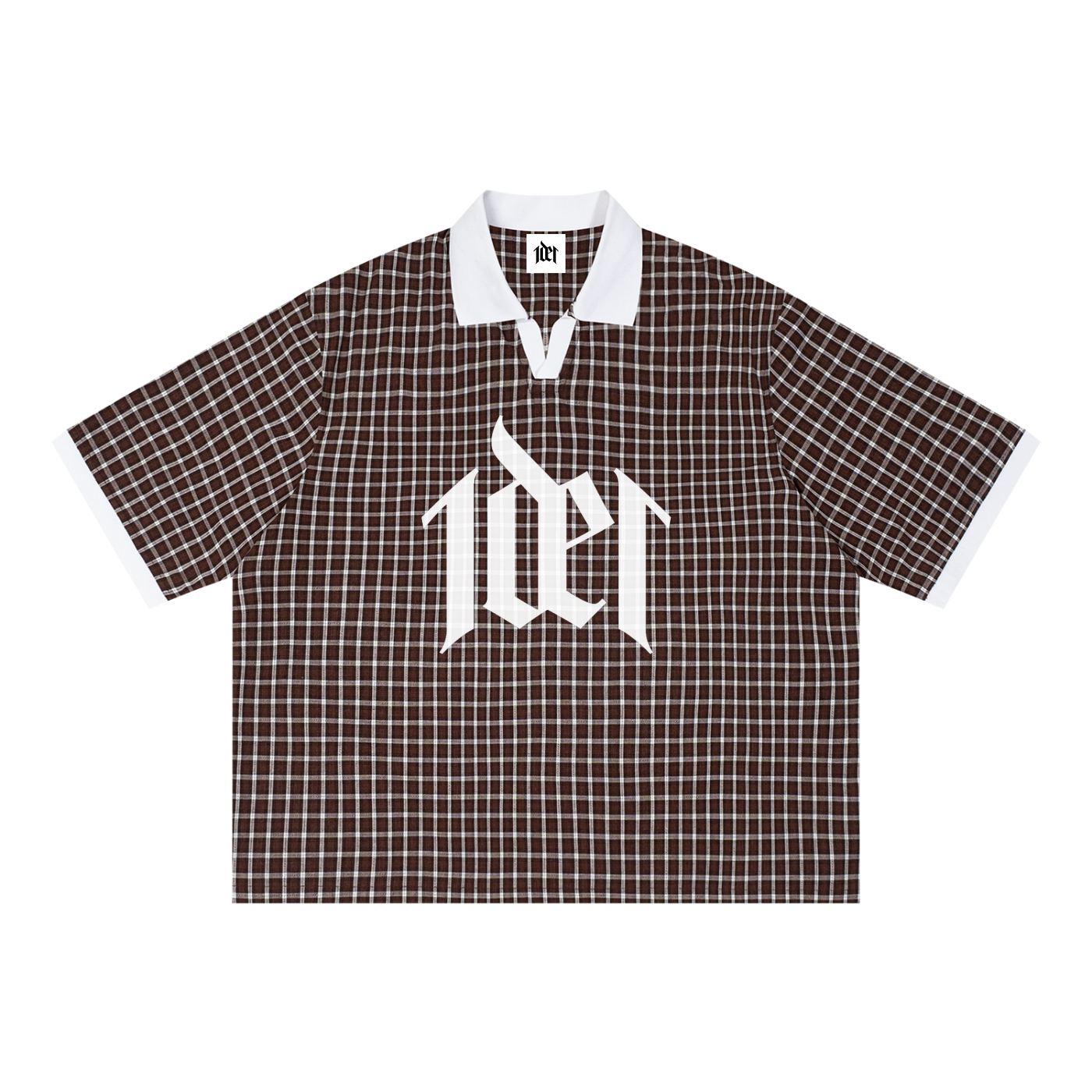 Unisex Boxy Plaid Color Block Polo Shirt