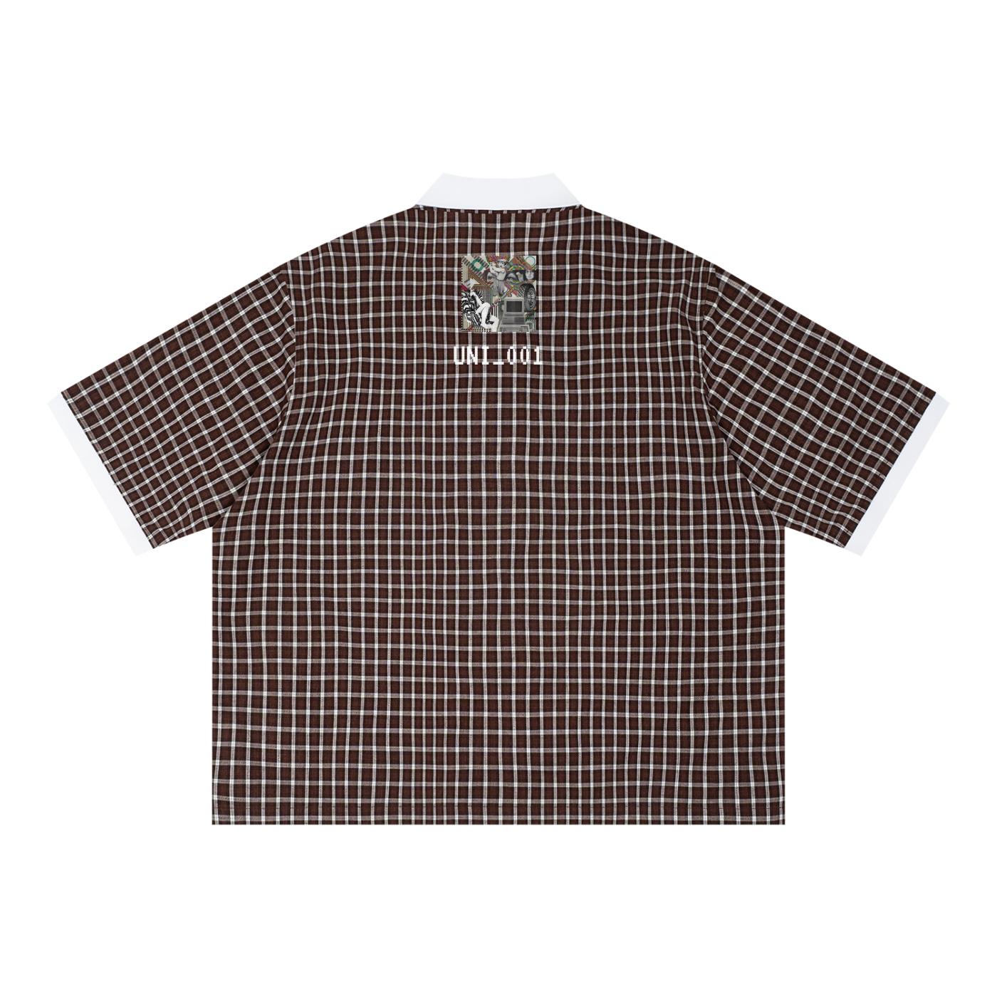 Unisex Boxy Plaid Color Block Polo Shirt