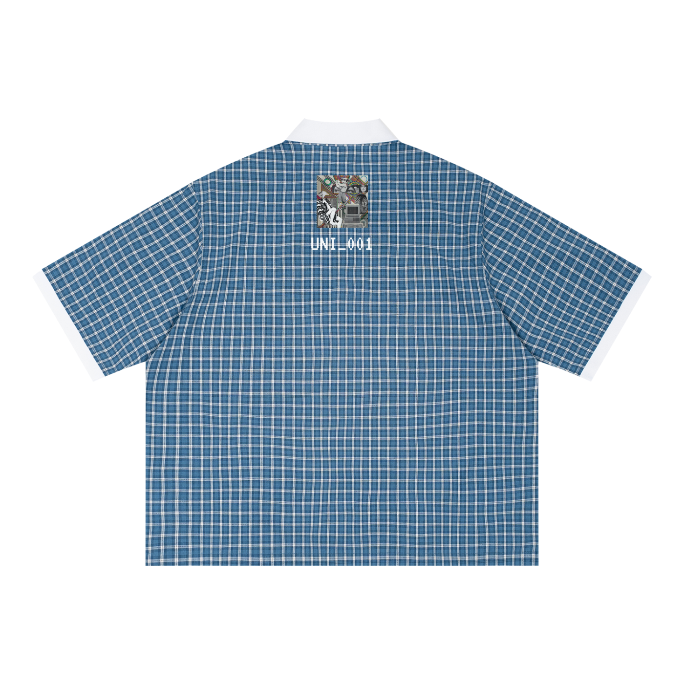 Unisex Boxy Plaid Color Block Polo Shirt