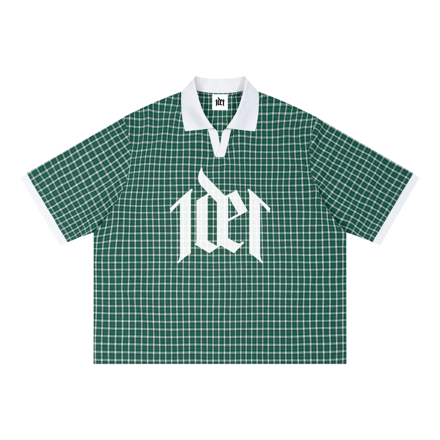 Unisex Boxy Plaid Color Block Polo Shirt