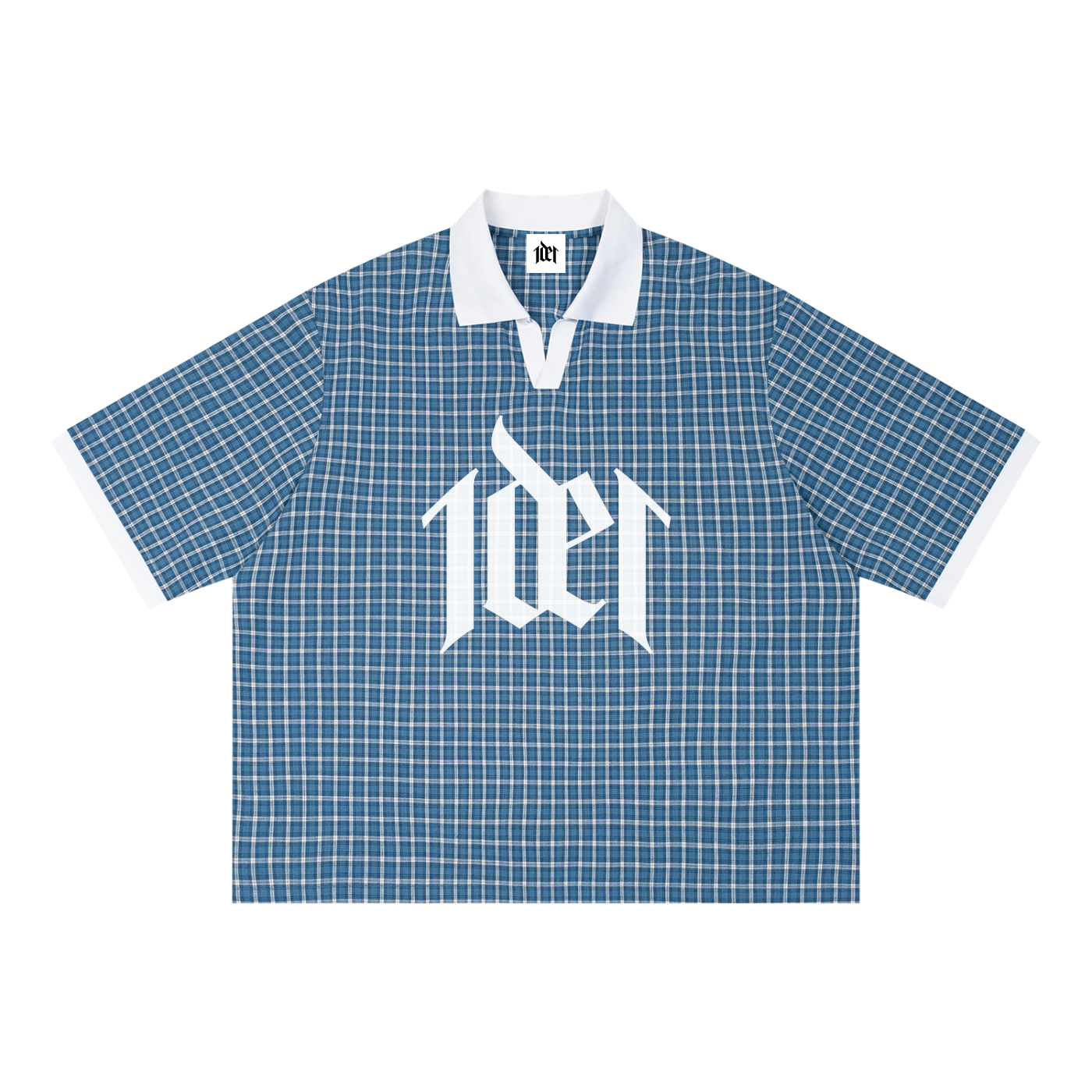 Unisex Boxy Plaid Color Block Polo Shirt
